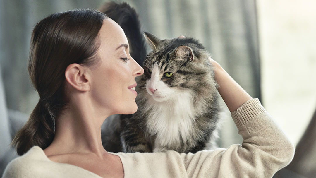 Vrouw aaien haar kat