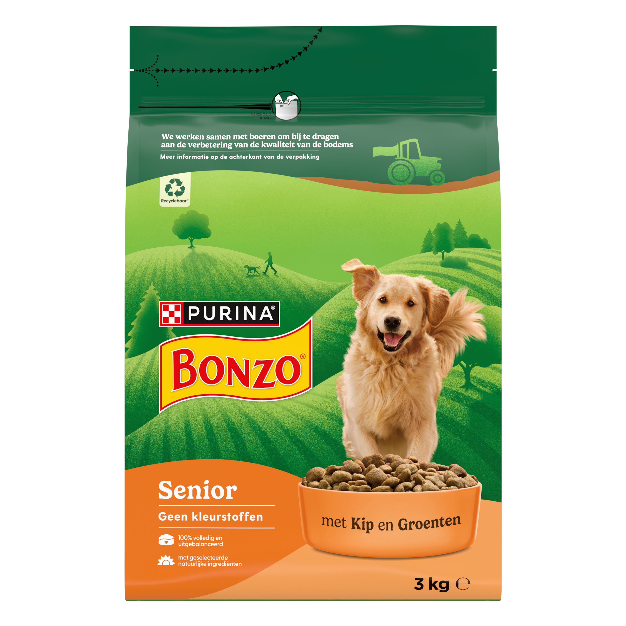Bonzo Senior Kip/Groente - Honden droogvoer - (15kg
