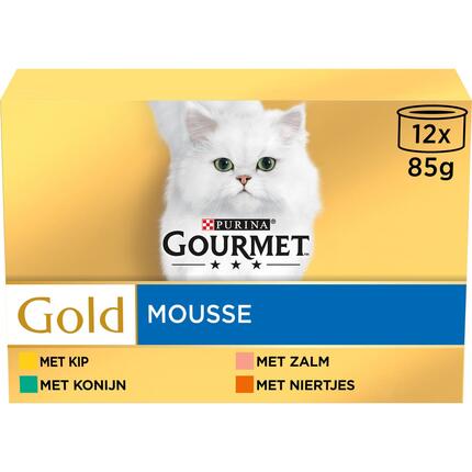 GOURMET™ Gold Mousse Mix Selectie (Kip, Zalm, Niertjes, Konijn) kattenvoer nat