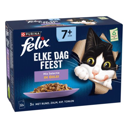FELIX® Elke Dag Feest 7+ Mix Selectie in Gelei senior kattenvoer nat