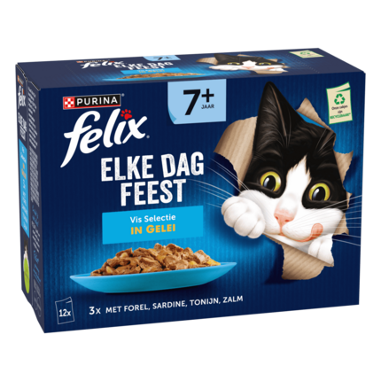 Felix® Elke dag Feest 7+ Vis Selectie in Gelei senior kattenvoer nat