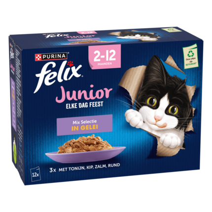 FELIX® Elke Dag Feest Junior Mix Selectie in Gelei kitten kattenvoer nat