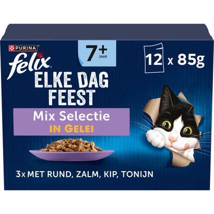 FELIX® Elke Dag Feest 7+ Mix Selectie in Gelei senior kattenvoer nat