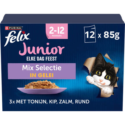 FELIX® Elke Dag Feest Junior Mix Selectie in Gelei kitten kattenvoer nat