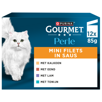 GOURMET™ Perle Mini Filets in Saus met Kalkoen, Tonijn, Eend, Lam kattenvoer nat