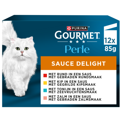 GOURMET™ Perle Sauce Delight met Rund, Kip, Tonijn, Zalm kattenvoer nat