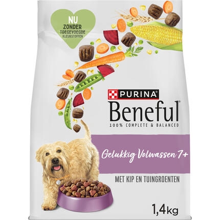 BENEFUL® Gelukkig Volwassen 7+ met Kip, Tuingroenten en Vitaminen hondenvoer
