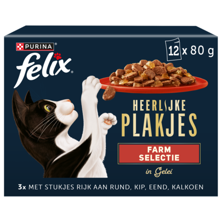 Felix Heerlijke Plakjes Farm Selectie in Gelei Kattenvoer nat