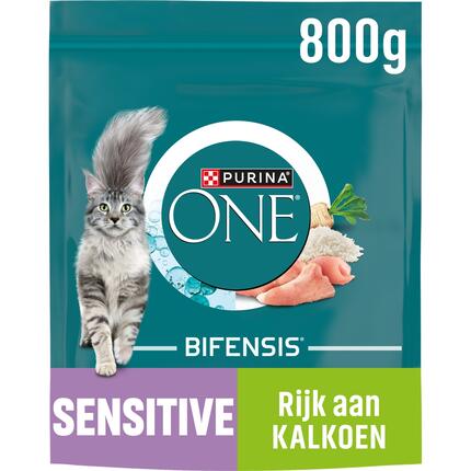 PURINA ONE® Sensitive Rijk aan Kalkoen en Rijst kattenvoer