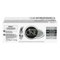 PURINA® ONE® ADULT Fijne Malse Reepjes in Saus met Lam, Zeevis, Rund en Kip kattenvoer nat 60x85g