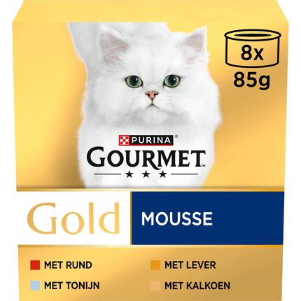 GOURMET™ Gold Mousse met Tonijn, Lever, Kalkoen, Rund kattenvoer nat