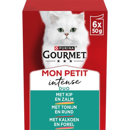 GOURMET™ Mon Petit Duo Intense Mix van Vis & Vlees kattenvoer nat