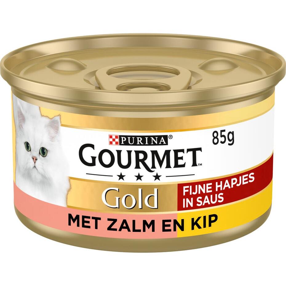 GOURMET™ Gold Fijne Hapjes in Saus met Zalm en Kip kattenvoer nat