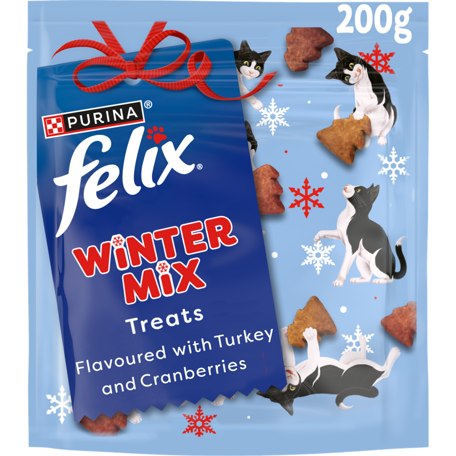 Felix Party Mix Winter Mix met Kalkoen- en Cranberry smaak kattensnacks