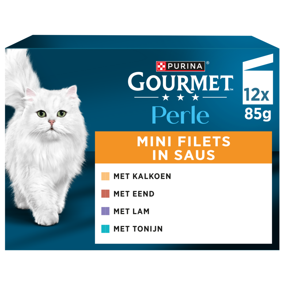 GOURMET™ Perle Mini Filets in Saus met Kalkoen, Tonijn, Eend, Lam kattenvoer nat