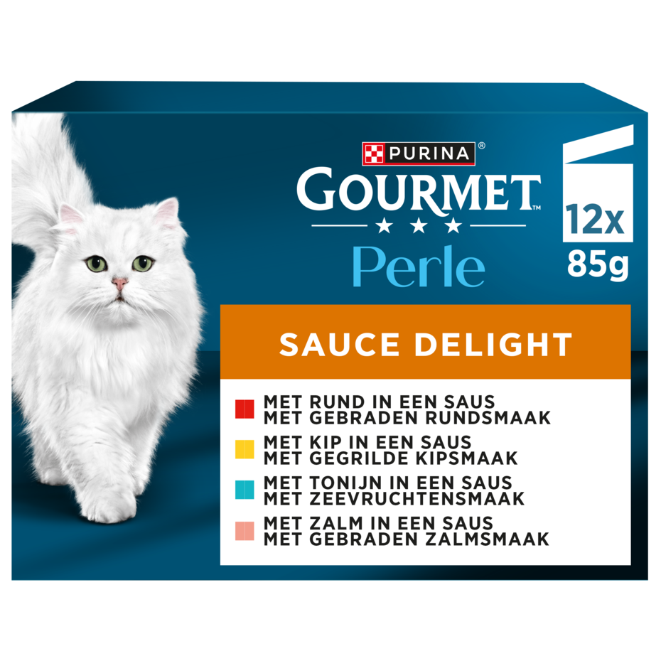 GOURMET™ Perle Sauce Delight met Rund, Kip, Tonijn, Zalm kattenvoer nat