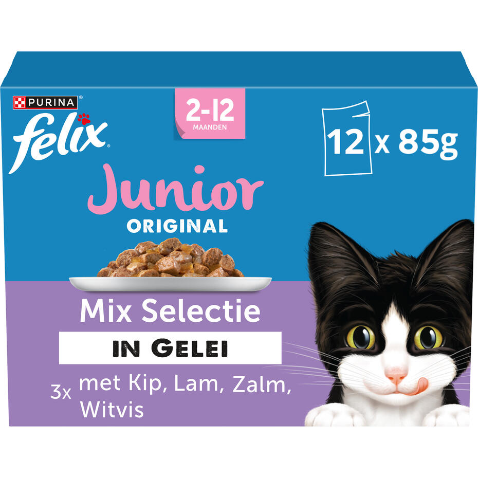 FELIX® Original Junior Mix Selectie in Gelei kitten kattenvoer nat