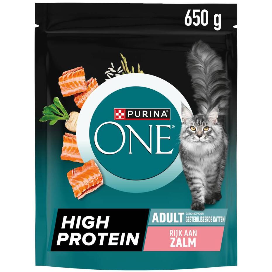 PURINA ONE® High Protein Rijk aan Zalm kattenvoer