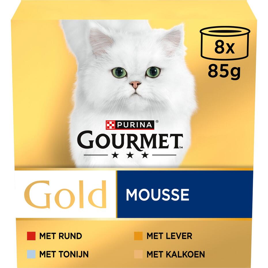 GOURMET™ Gold Mousse met Tonijn, Lever, Kalkoen, Rund kattenvoer nat