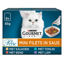 Gourmet Perle kattenvoer mini filets kalkoen tonijn saus MHI