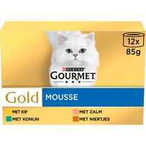GOURMET™ Gold Mousse Mix Selectie (Kip, Zalm, Niertjes, Konijn) kattenvoer nat