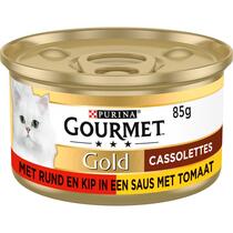 GOURMET™ Gold Cassolettes met Rund, Kip in Saus met Tomaat kattenvoer nat