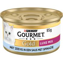 GOURMET™ Gold Luxe Mix Zeevis met Saus van Spinazie kattenvoer nat