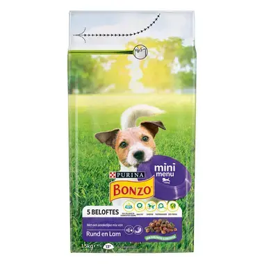 Bonzo hondenvoer Mini Menu Lam Rund vooraanzicht