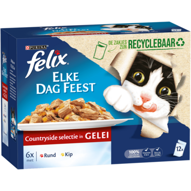 Felix kattenvoer Elke Dag Feest Countryside recyclebaar voorzijde