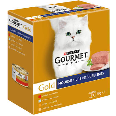 Gourmet Gold kattenvoer mousse Tonijn Lever rund voorzijde