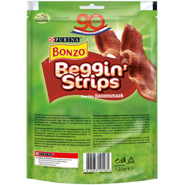 Bonzo Beggin Strips honden snack achterzijde