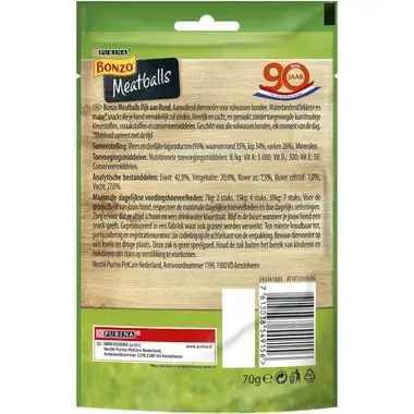 Bonzo Meatballs honden snack achterzijde