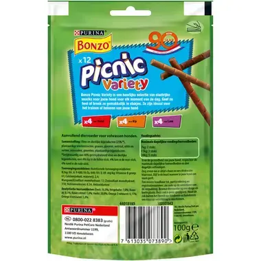 Bonzo Picnic Variety honden snack achterzijde