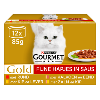 Gourmet Gold kattenvoer fijne hapjes mix vis vlees saus MHI