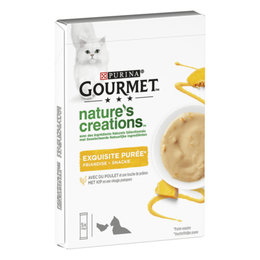 GOURMET™ Nature's Creations - Exquisite Puree met Kip en een vleugje Pompoen kattensnacks