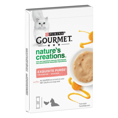 GOURMET™ Nature's Creations - Puree met Zalm en een vleugje Wortel kattensnacks