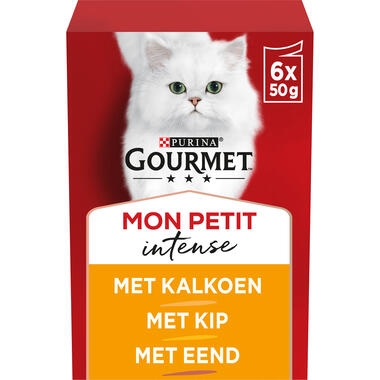 GOURMET™ Mon Petit Intense met Eend, Kip, Kalkoen kattenvoer nat MHI