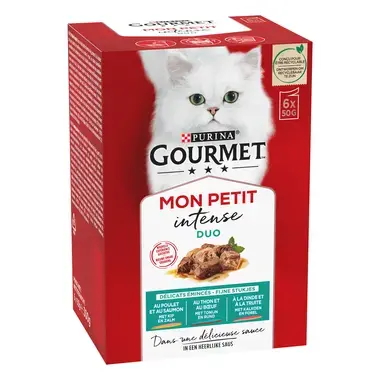 GOURMET™ Mon Petit Duo Intense Mix van Vis & Vlees kattenvoer nat