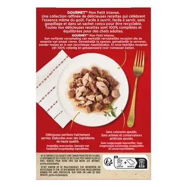 GOURMET™ Mon Petit Duo Intense Mix van Vis & Vlees kattenvoer nat