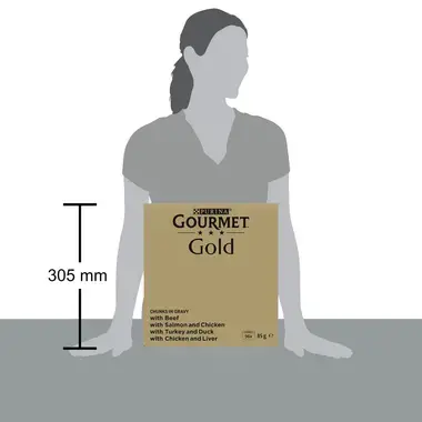 GOURMET™ Gold Fijne Hapjes in Saus met Rund, met Kip en Lever, met Zalm en Kip, met Kalkoen en Eend kattenvoer nat