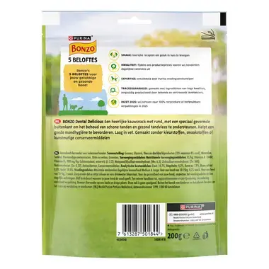 Bonzo Dental Delicious honden snack achterzijde