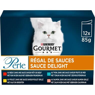 GOURMET™ Perle Sauce Delight met Rund, Kip, Tonijn, Zalm kattenvoer nat