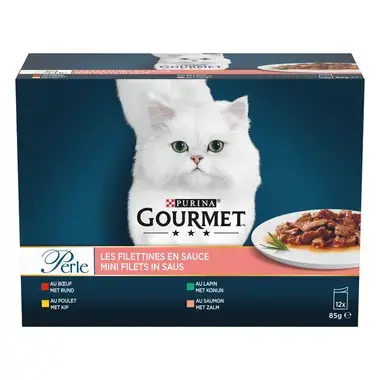 GOURMET PERLE Mini Filets met rund, met kip, met konijn, met zalm