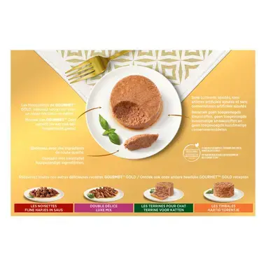 GOURMET™ Gold Mousse Mix Selectie (Kip, Zalm, Niertjes, Konijn) kattenvoer nat