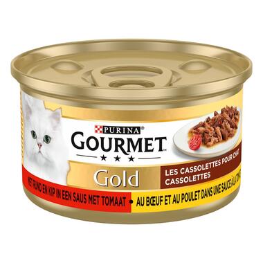 GOURMET™ Gold Cassolettes met Rund, Kip in Saus met Tomaat kattenvoer nat