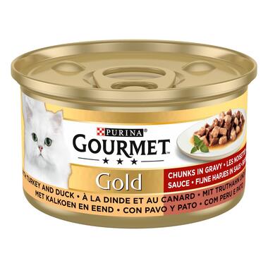 GOURMET™ Gold Fijne Hapjes in Saus met Kalkoen en Eend kattenvoer nat