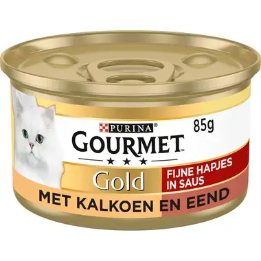 GOURMET™ Gold Fijne Hapjes in Saus met Kalkoen en Eend kattenvoer nat