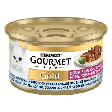 GOURMET™ Gold Luxe Mix Zeevis met Saus van Spinazie kattenvoer nat