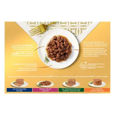 GOURMET™ Gold Fijne Hapjes in Saus Mix van Vlees & Vis kattenvoer nat