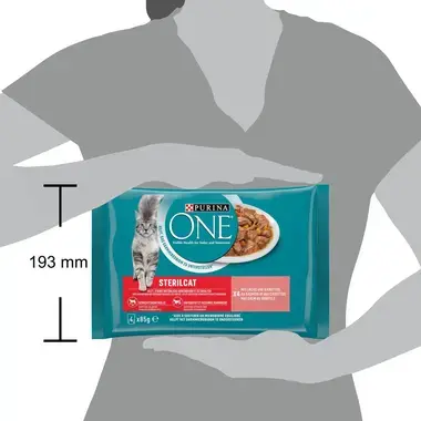 Purina ONE® Sterilcat Fijne Malse Reepjes in Saus met Zalm natvoer voor katten 4x85g